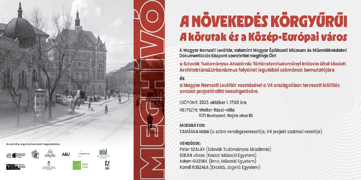 MEGHÍVÓ - „A növekedés körgyűrűi – A körutak és a Közép-Európai város” című lapbemutatóra és kiállítássorozat projektindító beszélgetésre